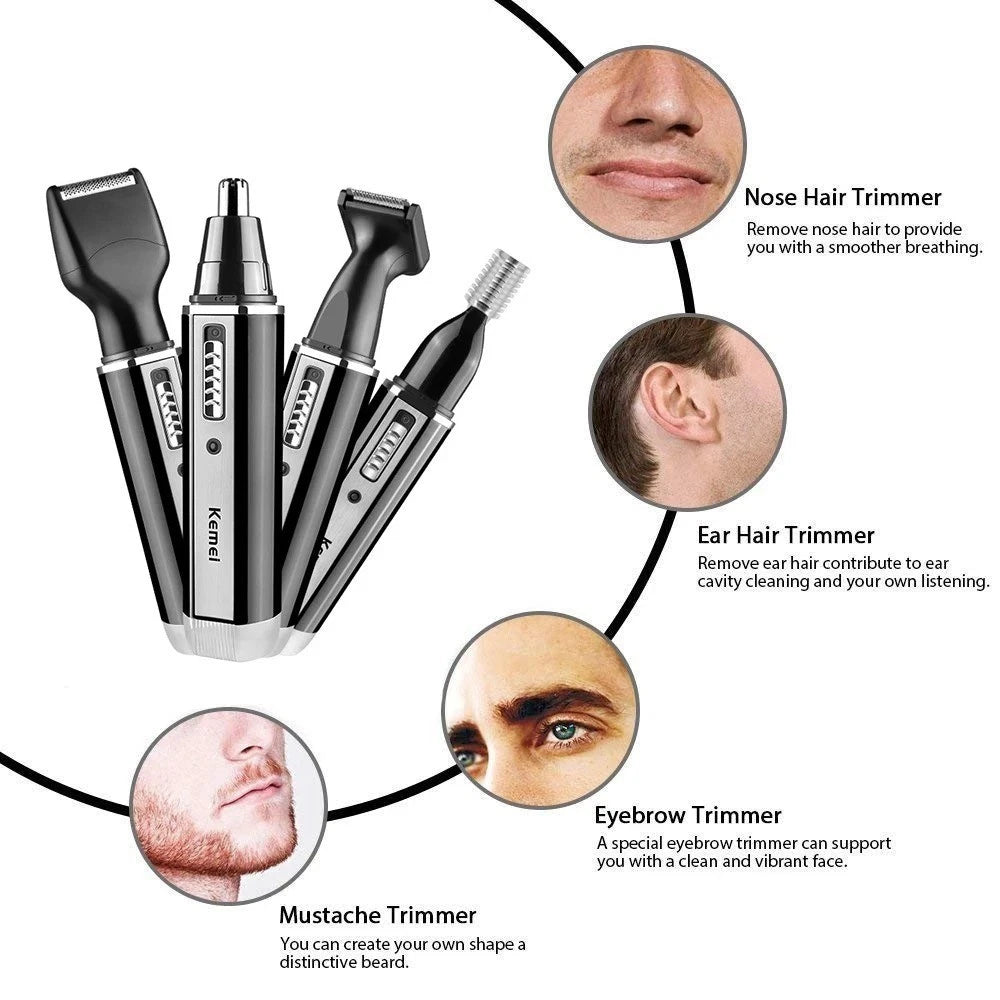 4in1 Rechargeable Nose Trimmer Beard Trimmer for Men Ear Eyebrow